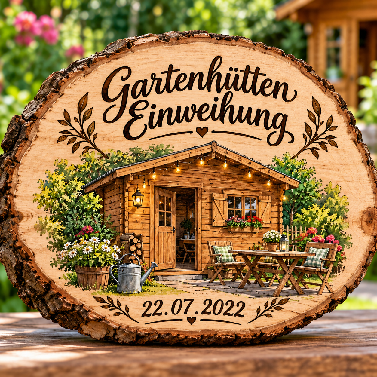 Baumscheibe, bedruckt